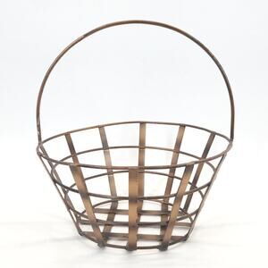 Vintage Round Copper Finish Metal Wire Basket Planter Florist Garden Rustic 10"H